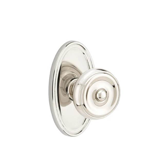 Emtek - Concealed, Privacy, Oval Rosette, Waverly Knob, US14 - Polished Nickel