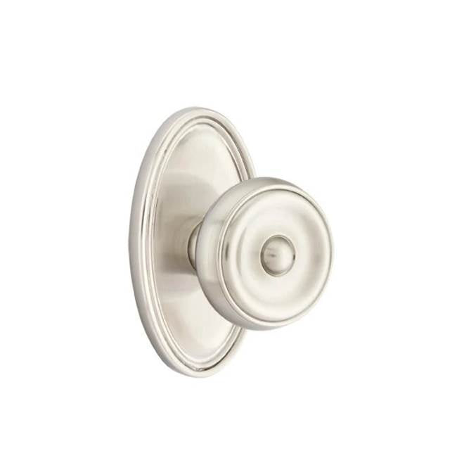 Emtek - Concealed, Privacy, Oval Rosette, Waverly Knob, US15 - Satin Nickel