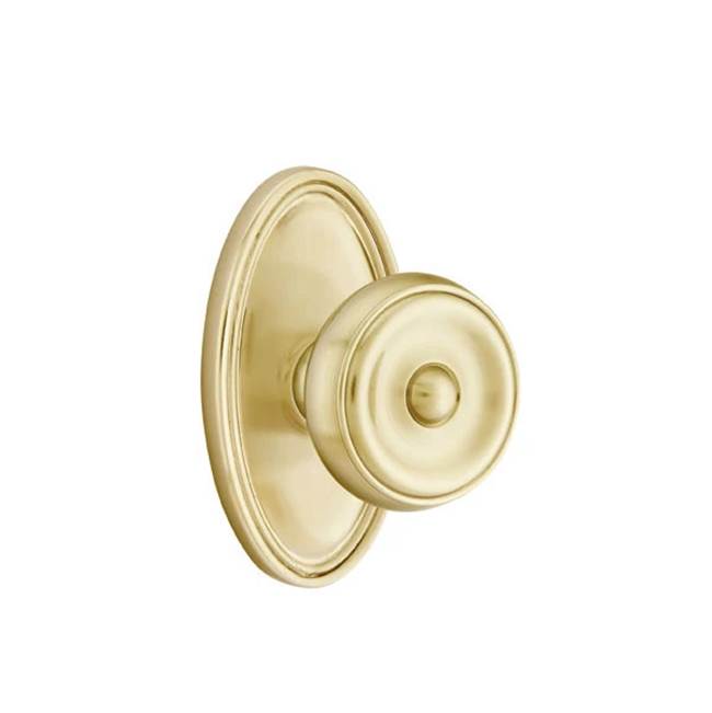 Emtek - Concealed, Privacy, Oval Rosette, Waverly Knob, US4 - Satin Brass