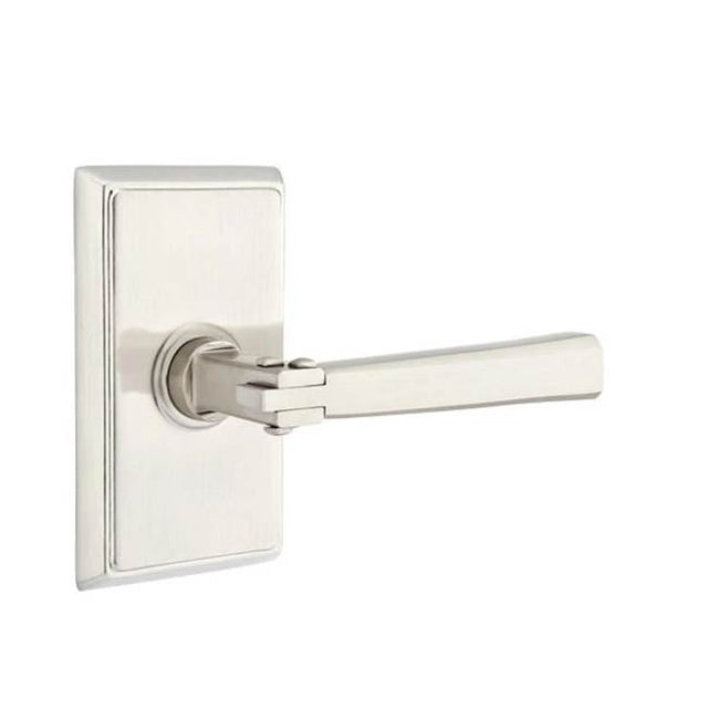 Emtek - Privacy, Rectangular Rosette, Arts and Crafts Lever, RH, US15 - Satin Nickel