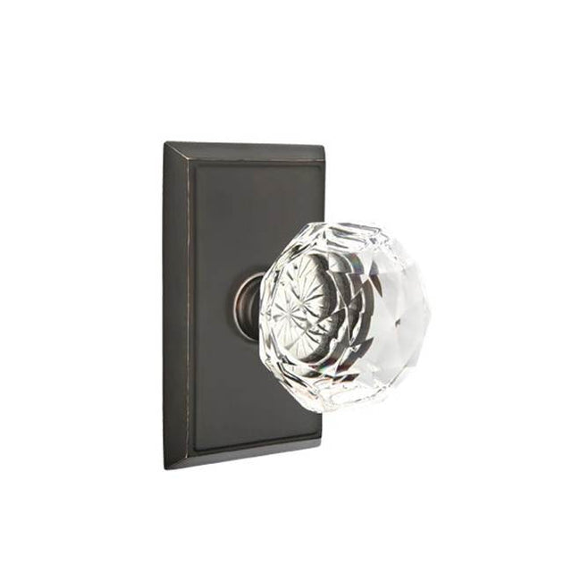 Emtek - Passage, Rectangular Rosette, Diamond Crystal Knob, US10B - Oil Rubbed Bronze