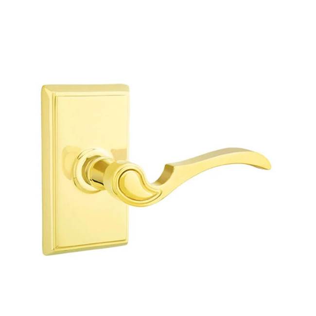 Emtek - Passage, Rectangular Rosette, Coventry Lever, RH, US3NL - Unlacquered Brass
