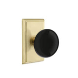Emtek - Concealed Fastener Privacy, Rectangular Rosette, Ebony Porcelain Knob, US4 - Satin Brass