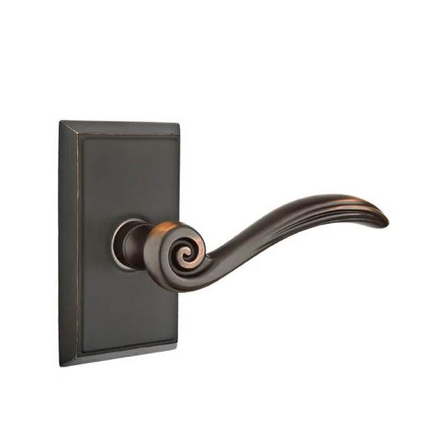 Emtek - Passage, Rectangular Rosette, Elan Lever, LH, US10B - Oil Rubbed Bronze