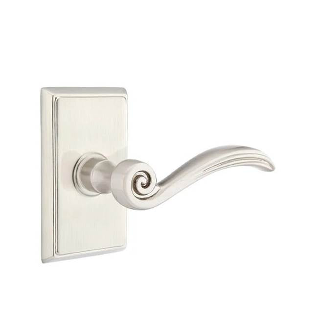 Emtek - Passage, Rectangular Rosette, Elan Lever, LH, US15 - Satin Nickel