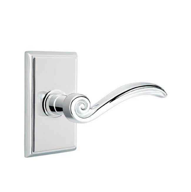 Emtek - Passage, Rectangular Rosette, Elan Lever, RH, US26 - Polished Chrome