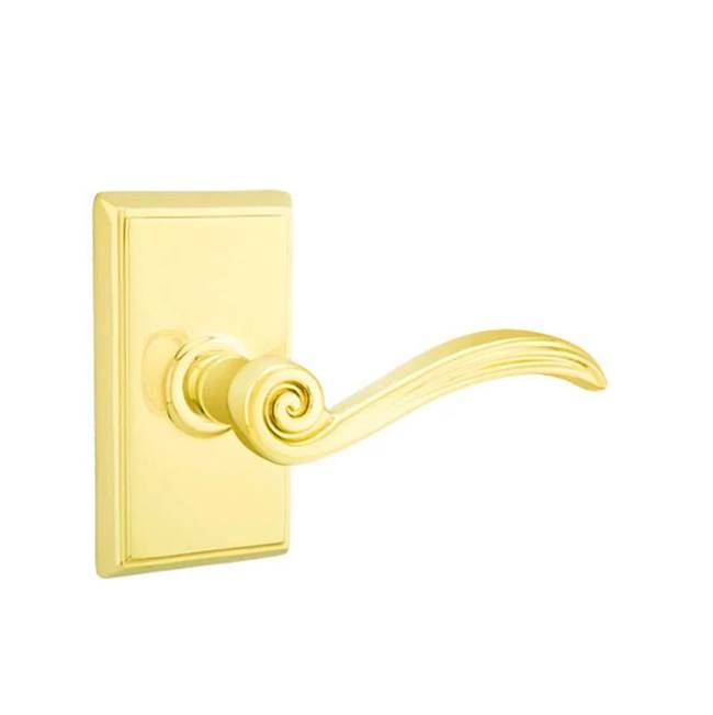 Emtek - Passage, Rectangular Rosette, Elan Lever, RH, US3NL - Unlacquered Brass