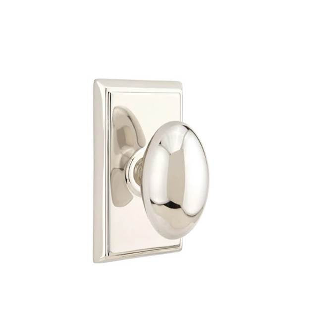 Emtek - Concealed, Passage, Rectangular Rosette, Egg Knob, US14 - Polished Nickel