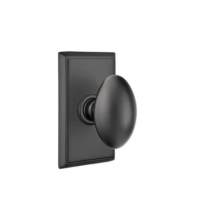 Emtek - Concealed, Passage, Rectangular Rosette, Egg Knob, US19 - Flat Black