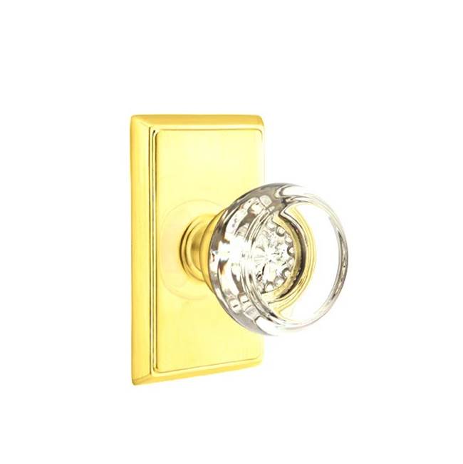 Emtek - Passage, Rectangular Rosette, Georgetown Crystal Knob, US3NL - Unlacquered Brass