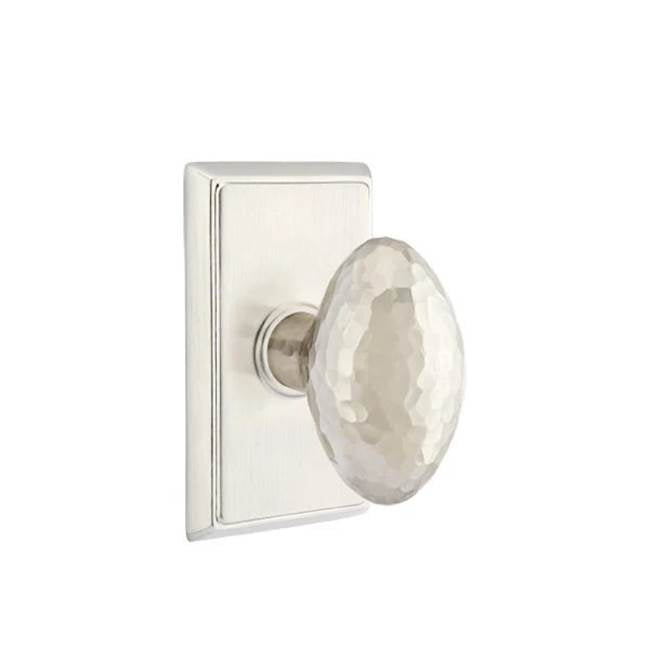 Emtek - Concealed, Passage, Rectangular Rosette, Hammered Egg Knob, US15 - Satin Nickel