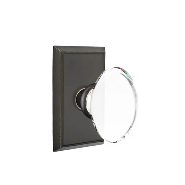 Emtek - Privacy, Rectangular Rosette, Hampton Knob, US10B - Oil Rubbed Bronze
