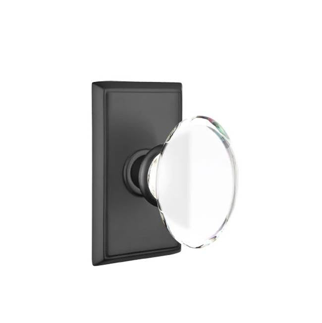 Emtek - Privacy, Rectangular Rosette, Hampton Knob, US19 - Flat Black