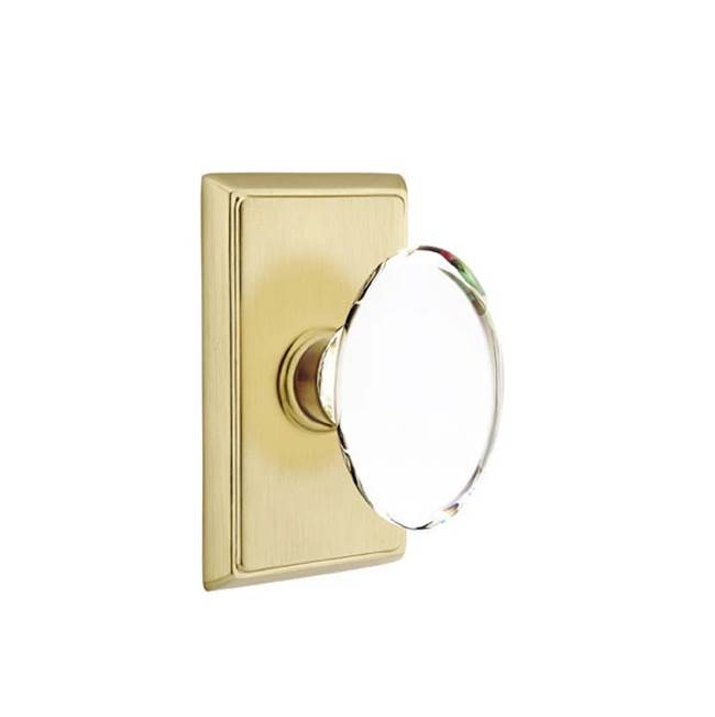 Emtek - Concealed, Passage, Rectangular Rosette, Hampton Crystal Knob, US4 - Satin Brass