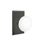 Emtek - Concealed, Passage, Rectangular Rosette, Ice White Knob, US10B - Oil Rubbed Bronze