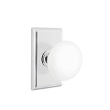 Emtek - Concealed, Passage, Rectangular Rosette, Ice White Knob, US26 - Polished Chrome