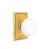 Emtek - Concealed, Privacy, Rectangular Rosette, Ice White Knob, US7 - French Antique
