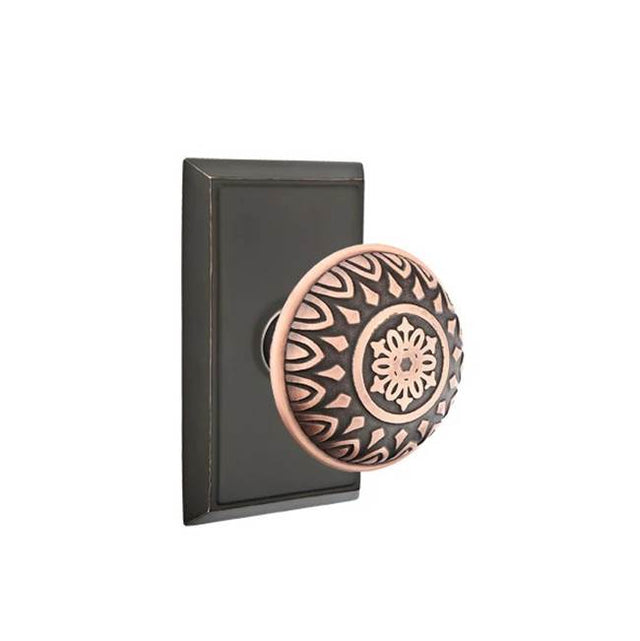 Emtek - Privacy, Rectangular Rosette, Lancaster Knob, US10B - Oil Rubbed Bronze