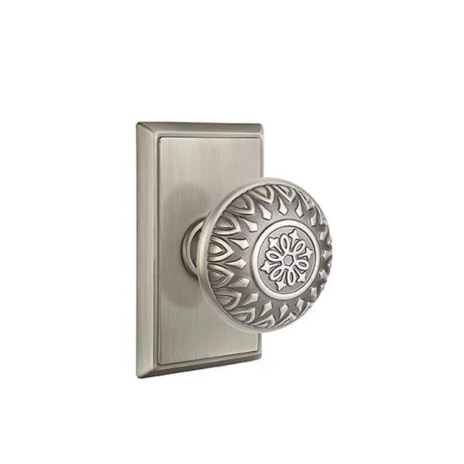 Emtek - Concealed, Privacy, Rectangular Rosette, Lancaster Knob, US15A - Pewter