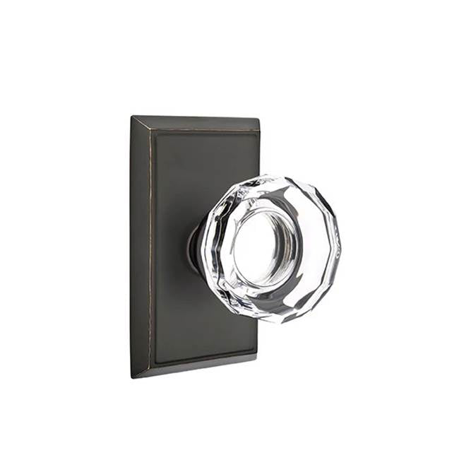 Emtek - Passage, Rectangular Rosette, Lowell Crystal Knob, US10B - Oil Rubbed Bronze