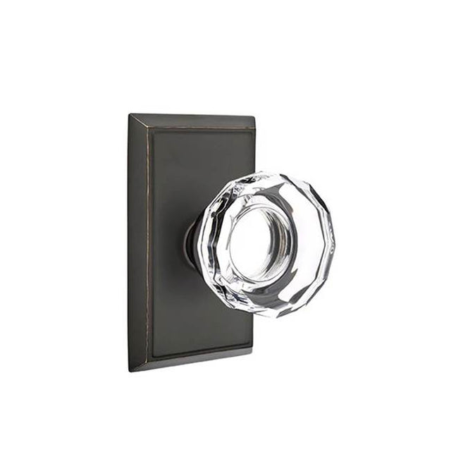 Emtek - Dummy, Rectangular Rosette, Lowell Crystal Knob, US10B - Oil Rubbed Bronze
