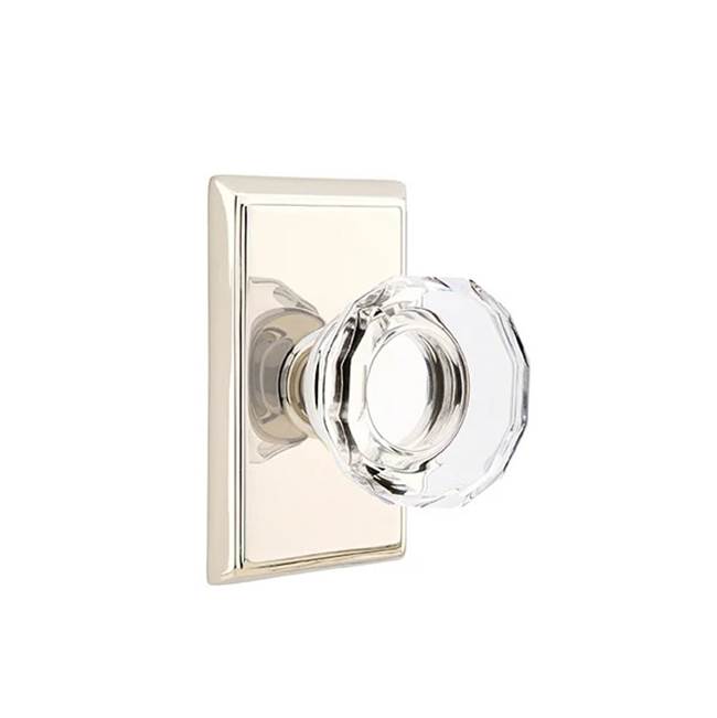 Emtek - Passage, Rectangular Rosette, Lowell Crystal Knob, US14 - Polished Nickel