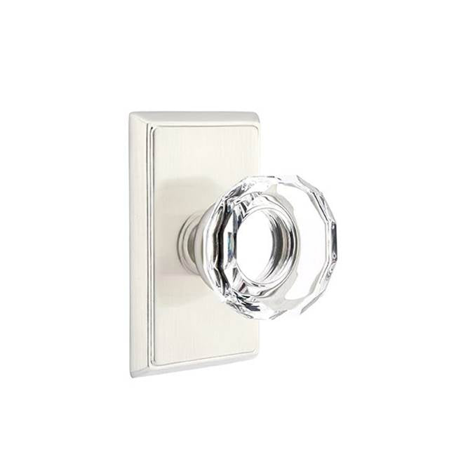 Emtek - Passage, Rectangular Rosette, Lowell Crystal Knob, US15 - Satin Nickel