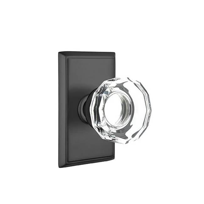 Emtek - Passage, Rectangular Rosette, Lowell Crystal Knob, US19 - Flat Black