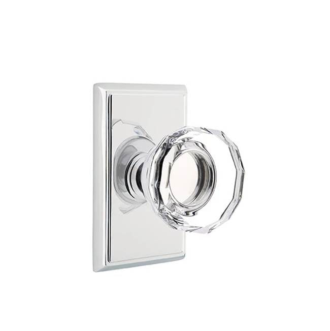Emtek - Passage, Rectangular Rosette, Lowell Crystal Knob, US26 - Polished Chrome