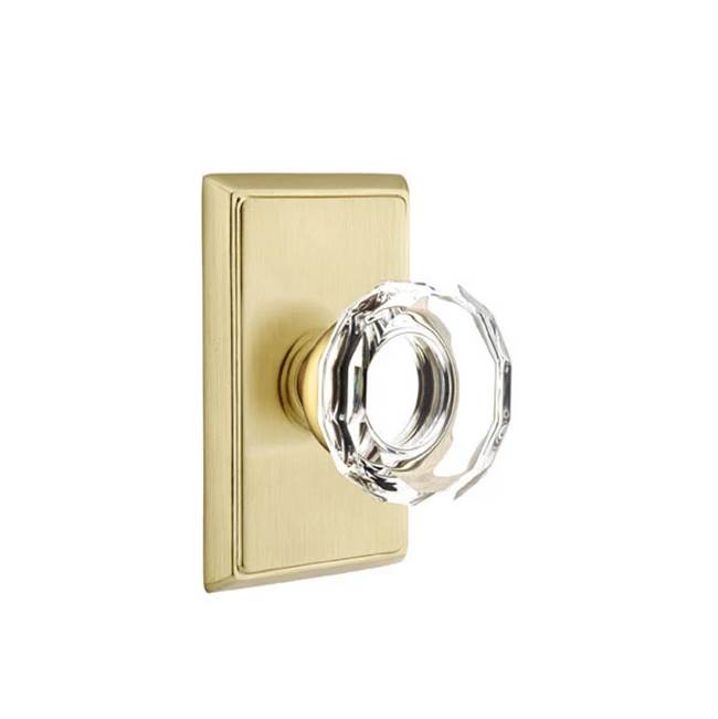 Emtek - Dummy, Rectangular Rosette, Lowell Crystal Knob, US4 - Satin Brass