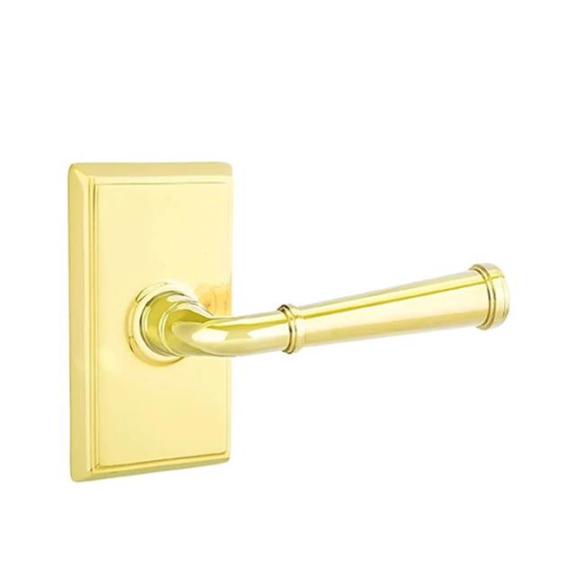 Emtek - Privacy, Rectangular Rosette, Merrimack Lever, RH, US3 Lifetime - Polished Brass