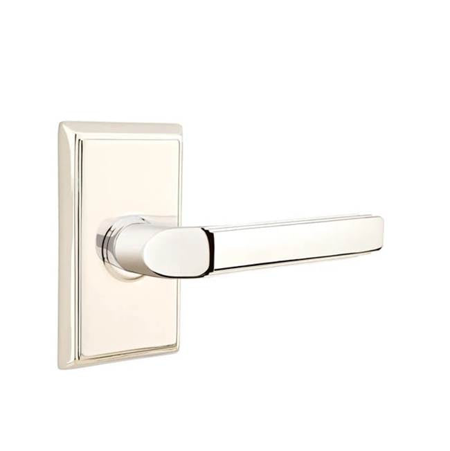 Emtek - Passage, Rectangular Rosette, Milano Lever, RH, US14 - Polished Nickel