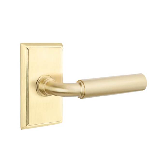 Emtek - Privacy, Rectangular Rosette, Manning Lever, LH, US4 - Satin Brass