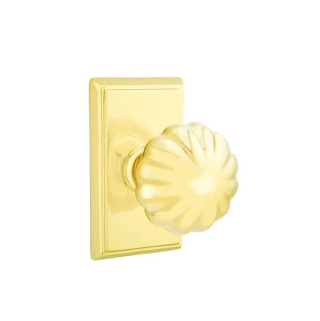 Emtek - Passage, Rectangular Rosette, Melon Knob, US3 Lifetime - Polished Brass