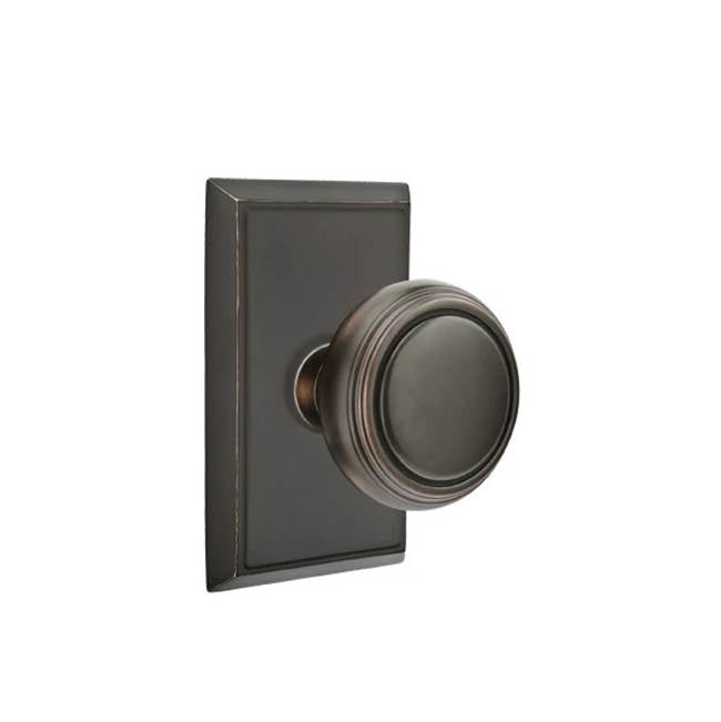 Emtek - Concealed, Passage, Rectangular Rosette, Norwich Knob, US10B - Oil Rubbed Bronze