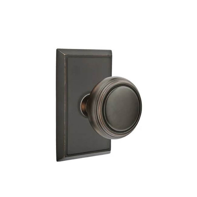Emtek - Concealed, Passage, Rectangular Rosette, Norwich Knob, US10B - Oil Rubbed Bronze