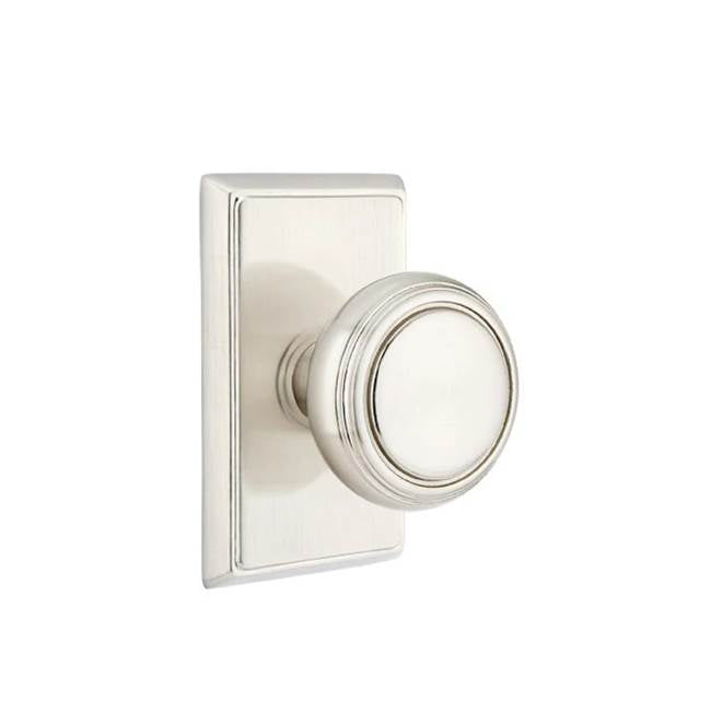 Emtek - Concealed, Privacy, Rectangular Rosette, Norwich Knob, US15 - Satin Nickel