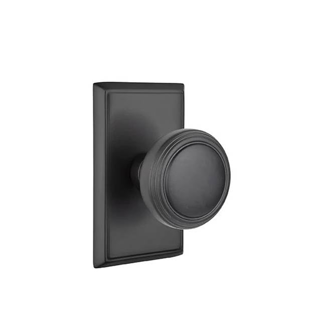 Emtek - Concealed, Privacy, Rectangular Rosette, Norwich Knob, US19 - Flat Black