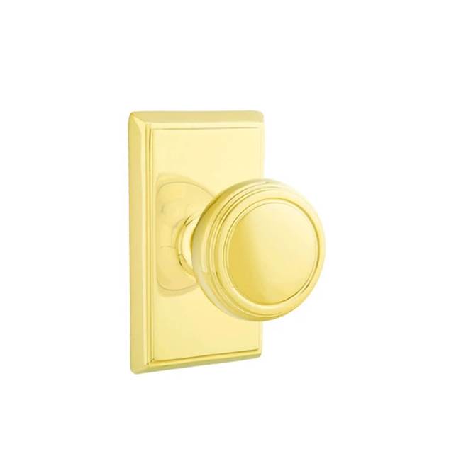 Emtek - Concealed, Privacy, Rectangular Rosette, Norwich Knob, US3 Lifetime - Polished Brass