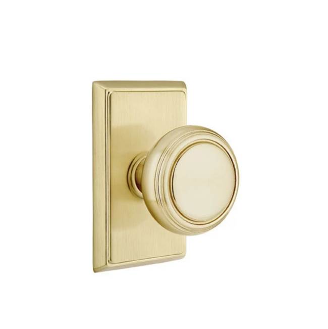Emtek - Concealed, Privacy, Rectangular Rosette, Norwich Knob, US4 - Satin Brass
