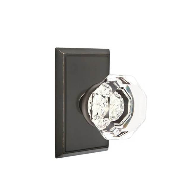 Emtek - Concealed, Passage, Rectangular Rosette, Old Town Clear Knob, US10B - Oil Rubbed Bronze