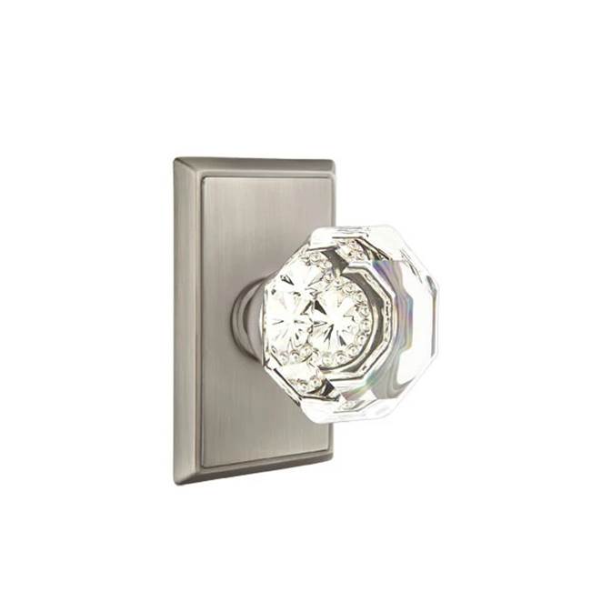 Emtek - Passage, Rectangular Rosette, Old Town Crystal Knob, US15A - Pewter