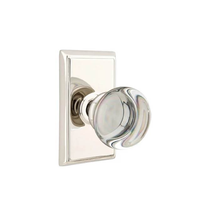 Emtek - Concealed, Privacy, Rectangular Rosette, Providence Crystal Knob, US14 - Polished Nickel