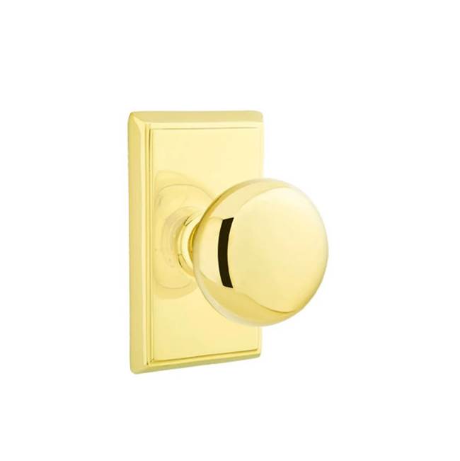 Emtek - Passage, Rectangular Rosette, Providence Knob, US3 Lifetime - Polished Brass