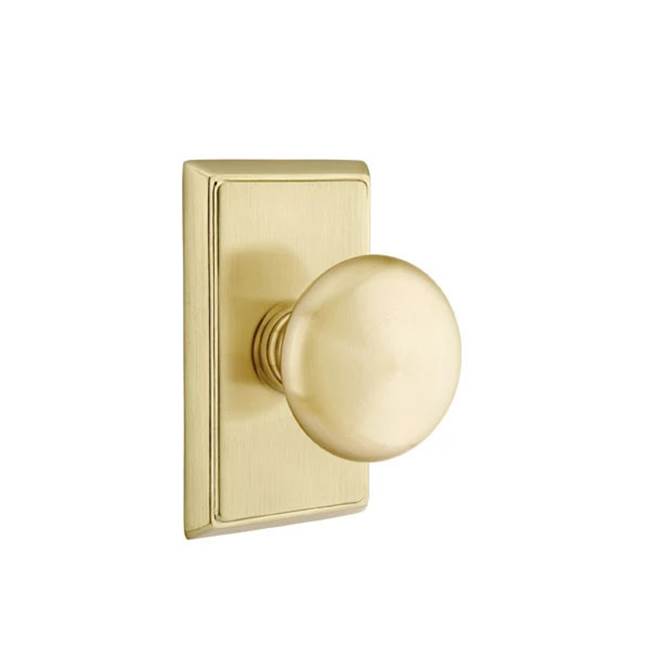 Emtek - Passage, Rectangular Rosette, Providence Knob, US4 - Satin Brass