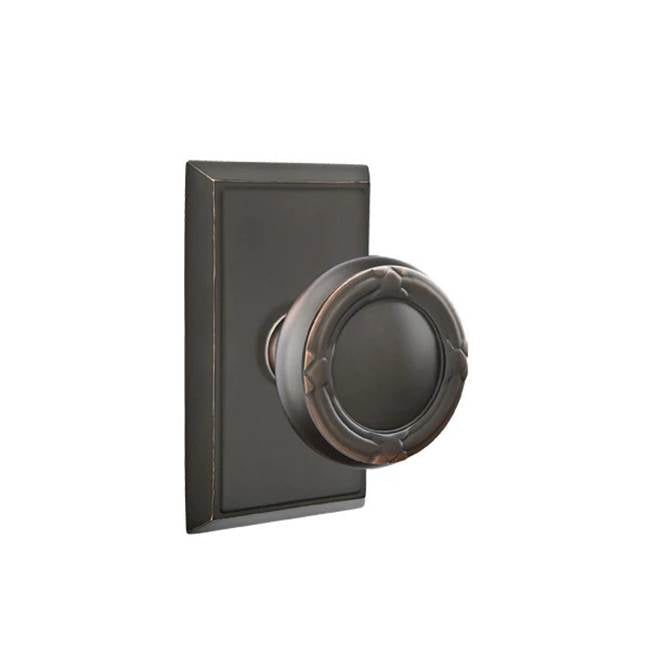 Emtek - Concealed, Passage, Rectangular Rosette, Ribbon and Reed Knob, US10B - Oil Rubbed Bronze