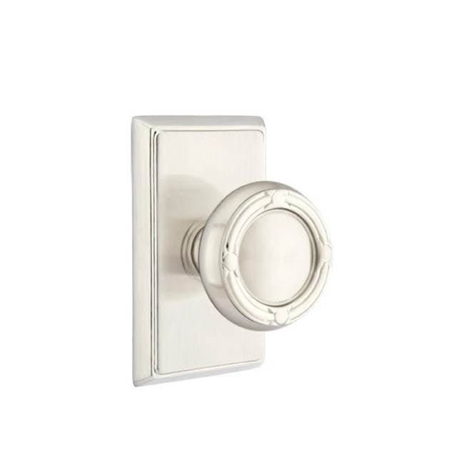 Emtek - Passage, Rectangular Rosette, Ribbon and Reed Knob, US15 - Satin Nickel