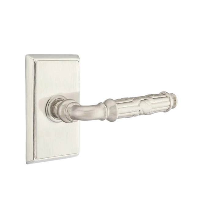 Emtek - Dummy, Rectangular Rosette, Ribbon and Reed Lever, US15 - Satin Nickel