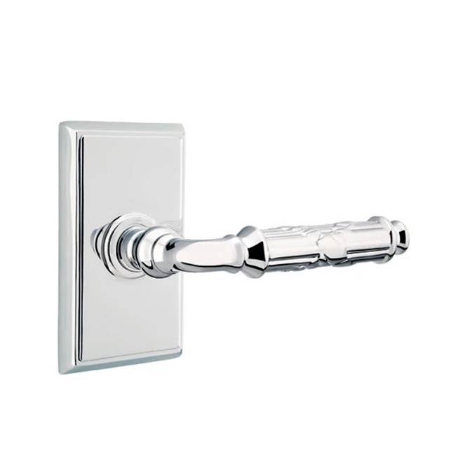 Emtek - Concealed, Privacy, Rectangular Rosette, Ribbon and Reed Lever, US26 - Polished Chrome