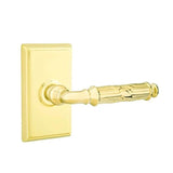 Emtek - Dummy, Rectangular Rosette, Ribbon and Reed Lever, US3NL - Unlacquered Brass